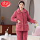 LangSha pajamas women's new winter coral velvet three-layer cotton thickened warm mother middle-aged and elderly home clothing set 9902# shrimp powder L [Suggested 90-115Jin [Jin equals 0.5 kg]]