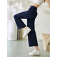 LULULMCCTN Yoga Pants Women's Running Fitness Loose Slim Pilates Professional Training High Waist Wide Leg Casual Pants Dark Blue M
