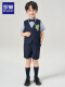 罗蒙儿童礼服男童西装套装英伦风男宝周岁生日宴会西服花童毕业演出服 马甲套系：马甲+长裤+白色短袖衬衫 【赠藏青领结】 130