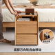 Genji Muyu Massivholz-Nachttisch, beweglicher Glas-Nachttisch, Schlafzimmer, Eiche, kleiner Schrank, kleiner Wohnungs-Aufbewahrungsschrank, 0,4 m Nachttisch (400 x 400 x 549 mm)