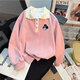 Disney Girls Sweatshirt Frühlings- und Herbststil 2024 Neue modische Kinder verdickte kleine Mädchen Herbst-Polo-Hemd Langarmed Top Trendy Pink [Frühlings- und Herbststil] White Love 130 Vorschläge 48-58 Jin [Jin gleich 0,5 kg]
