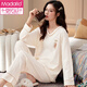 Modal Pyjamas für Frauen in der koreanischen Frühlings- und Herbst-koreanische Version, großer Langarm-Zwei-teiliger Anzug Casual Summer Herbst- und Winter-Heimkleidung kann außerhalb von GXT9922 m getragen werden (empfohlen 75-95jin [Jin gleich 0,5 kg]))