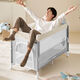 Coolbaby crib adjustable height movable splicing bed multifunctional folding newborn baby bed gray basic model