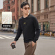 Carbin Men's Collagen Knitted Sweater Autumn New Gold-line Embroidered LOGO Sweater Comfortable Sweater Warm A Coal Black 01 L /175/50