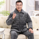 Xuanduoqi Pajamas hommes en hiver épaissis de corail épaissis en velours à trois couches papa de flanelle de coton de l'âge moyen et de vêtements de maison âgée C9903 # hommes gris noir [Velvet de lait] xxxl (165-200jin [Jin est égal à 0,5 kg])