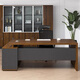 Guyi Same Day Delivery Boss Desk Desk Office Modern Simple Office Furniture President Manager Supervisor Desk Gray Oak 180*80cm+Side Cabinet