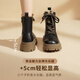 Augushiden Martin boots for women 2025 new winter plus velvet warm thick-soled snow boots British style mid-calf short boots cotton shoes 634217 meters khaki thick velvet 37