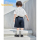 Balabala Children's's Clothing Children's Suit Boys Boys à manches courtes pour deux pièces Vêtements d'été à la mode et élégant Gentlemanly Sense Blanc et Blue Ton 00418 110cm