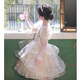 小咔衣浓女童生日晚礼服儿童公主裙花童婚礼小女孩轻奢小众高端钢琴演出服 香槟色短袖短款 120