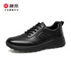 Kangnai casual leather shoes men's sports shoes comfortable casual shoes cowhide round toe men's shoes 18245066 black 40
