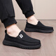 Brigjing alte Peking-Stoffschuhe neue Herren-Leinwandschuhe mit einem Fuß, mittleren und älteren Vaters Schuhen atmungsaktiv und komfortable lässige Männerschuhe schwarz 42