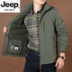 JEEP SPIRIT high-end autumn and winter new plus velvet jacket men's waterproof breathable assault top middle-aged large size cotton coat jacket for men 8818 military green plus-velvet L