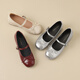 
ZHR single shoes for women with light mouth round toe bow Mary Jane women's shoes with skirt heightened ballet women's shoes AH687 burgundy 37
