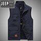 JEEP SPIRIT Jeep Spirit Vest Men's Spring and Autumn Casual Multi-Pocket Workwear Vest Men's Photography Fishing Vest Jacket Gray 2XL 155-170Jin Jin equals 0.5 kg