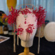 Meng Junchen bridal tiara red saint crown toasting suit wedding dress accessories handmade butterfly tassel headband earrings set 2# rice beads
