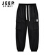 JEEP SPIRIT overalls men's autumn leggings pants men's classic trendy sports pants men's loose casual pants men's black 4XL