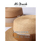 Mr Duck rétro français romance importée Raffia Chapeau plate plat pour les femmes Protection solaire élégante top chapeau femmes Big Head MS46393-Light Brown / Michi Double-Piece Webbing L (57-58cm)