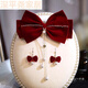 Chuangjingyi chooses a new red velvet bow hair clip simple atmospheric bride toast dress headdress engagement dress hair accessories retro simple tassel bow + 4# necklace + ear needle