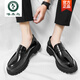 Woodpecker Men's Moders 2025 Nouvelles chaussures pour hommes Souleuses épaisses semelles brillantes Chaussures en cuir à tendance Lazy Chaussures 3519 Black High Quality version 40