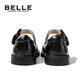 Belle children's shoes 25 years spring and autumn children's leather shoes back to school student shoes girls black leather shoes single shoes black size 31