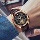 Européen Pinke Site officiel Swiss Certified Watch Men's Mechanical Watch Flywheel Full Automatic Luminous Imperproofing Date Calendar Week Watch Flaghip Version - 3291 Brown Leather Rose Black Greed Graving