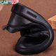 Cartelo Men's Zapatos para hombres Capas de cuero genuina Caquero grueso Suele suave cubierta de suela suave Feeds anchos Pies de ropa para hombres Resistentes zapatos de cuero versátiles versátiles negros 9916 38