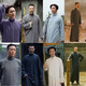Oxygen Mo Republic of China costume male Lu Xun Republic of China long gown men's Chinese robe ancient costume mandarin jacket Li Dazhao performance costume revolution 0 life sleep navy blue 180cm (140-170Jin Jin is equal to 0.5 kg)
