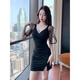 
Liu Chaobu nightclub dress sexy low-cut nightclub women's clothing covering belly and making it look slim skirt nightclub work clothes work clothes black Y S