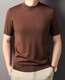 OLJ Luxus High-End-Marke mit Wolle kurzärmelig T-Shirt Herrenfarbe gestricktes T-Shirt Rund Hals Korean Casual Pendler Top Fashion Brown L 175