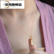 Tanhai Hetian Jade Pendant Women's Gourd Jade Necklace S925 Sterling Silver Gold Inlaid Jade Green White Jade Pendant Clavicle Chain Sapphire Style
