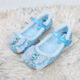 Wankai girls crystal slippers soft sole princess shoes Frozen Elsa princess shoes comfortable small leather shoes blue pearl wings plus velvet size 17.5 27