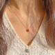 Bhiodha zirconium washable high quality 14k gold small red heart necklace clavicle chain peach heart red 18K gold 18K gold