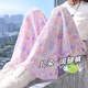 Pitt Pitt Girls Widm-Bein Hosen Sommer Dünne Kindereiseisenhose Große Kinder Kleidung Mädchen Moskito-Repellenthosen Straighthose Lose 15088 Pink Purple + 9889 Weiß [Set] 120 cm