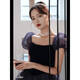 Raft core art exam dress music student bel canto French high-end evening girl light luxury party host elegant performance puff sleeve black 9906 M