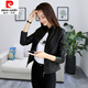 Pierre cardin 23 new leather jacket for women short spring and autumn new stand collar pu small leather jacket leather jacket slim fit slim jacket black XL recommended 105-115Jin [Jin equals 0.5 kg]
