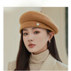 HUIGYAAY light luxury wool beret hat for women, Korean autumn and winter new style, small fashionable painter's hat, British retro beret hat, milky white M (56-58cm)