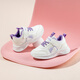 Hellokitty Children's Shoes para niñas zapatillas para niñas de otoño que absorbe los zapatos para correr chicas calzadas blancas casuales 6913 blancos púrpura 29