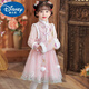 Disney New Year's Greetings Girls Winter Han Chinese Clothes Tang Suit Children's Dress 2025 Autumn and Winter New Baby Princess Dress Plus Velvet New Year Clothes 2240 Pink Padded Vest + Dress + Tassel Suitable for 35-45 Jin Jin equals 0.5 kg 120