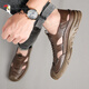 
Woodpecker genuine leather cowhide heightened hole shoes for men summer new 2024 sandals men breathable hollow men casual interior 6629 black 39