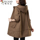 Woodpecker Korean Style Loose Windbreaker Women's Mid-Length Spring and Autumn Clothing 2026 New Casual Western Style Jacket for Middle-aged Mothers Brown 2XL (Recommended 130Jin Jin is equal to 0.5kg -145Jin Jin is equal to 0.5kg)