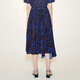 
LESS [Seiko Series] Spring and Autumn Printed Skirt for Women Three-dimensional Pleated A-line Half-length Skirt 2N3D12530 496/Blue Coffee Combination XS