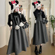 
Geman maternity suit autumn 2025 strap maternity dress fashionable fashionable pregnant mother high-end spring and autumn suit black base shirt + gray strap skirt two-piece set XL