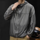 OLJ International first-line big-name ice silk sun protection jacket for men in summer thin coat loose anti-UV large size fishing suit with gray L 130-145Jin Jin is equal to 0.5 kg