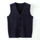 Pierre cardin high-end brand wool men's vest 2025 winter thin vest wool vest sweater knitted cardigan V-neck Navy blue 6518 L 175