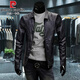 Pierre Cardin Chaqueta de cuero de zhenha de alta gama para hombres en primavera y otoño de mediana edad y chaqueta de hombres jóvenes casuales y hermosos motocicletas de cuero para hombres de cuero negro primavera y estilo de otoño 2xl 135-150jin [Jin equivale a 0.5 kg]