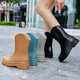 Soogree Regenstiefel für Frauen modische dicke Sohle mittelgroße und kurze Röhrchen Außen-Wasserdichte Regenstiefel tragen resistente nicht rutschende mittelgrohrer Röhrchen-Wasserstiefel Leichte Regenstiefel graue einschicht-baushägige Abdeckung 38