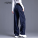 You Niu Me Pants Straight Leg Pants Jeans Women's Pants 2024 New Summer High Waist Casual Women's Pants Women's Slim Loose Wide Leg Pants Light Blue 26