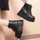
Zhenxi Cos high-rise shoes for women thick-soled Martin boots, sponge cake sole, high-heeled boots, British style black versatile comic exhibition shoes, black 8CM [size 38]