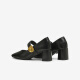 Best 25 Frühlings Retro Mary Jane Schuhe Dicke Ferse Square Toe Frauen Singles M1509AQ5 Black 38