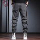 Cotton casual pants for men in spring and autumn men's loose sports pants harem pants work pants versatile tying pants men khaki L size (115Jin[Jin equals 0.5 kg]-130Jin[Jin equals 0.5 kg])